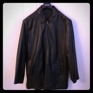 Brooks Brothers BLACK Lambskin Leather Jacket XL